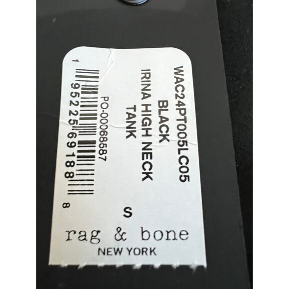 RAG & BONE WOMENS SMALL IRINA HIGH NECK STRETCH JERSEY KNIT TANK TOP BLACK - Picture 10 of 13